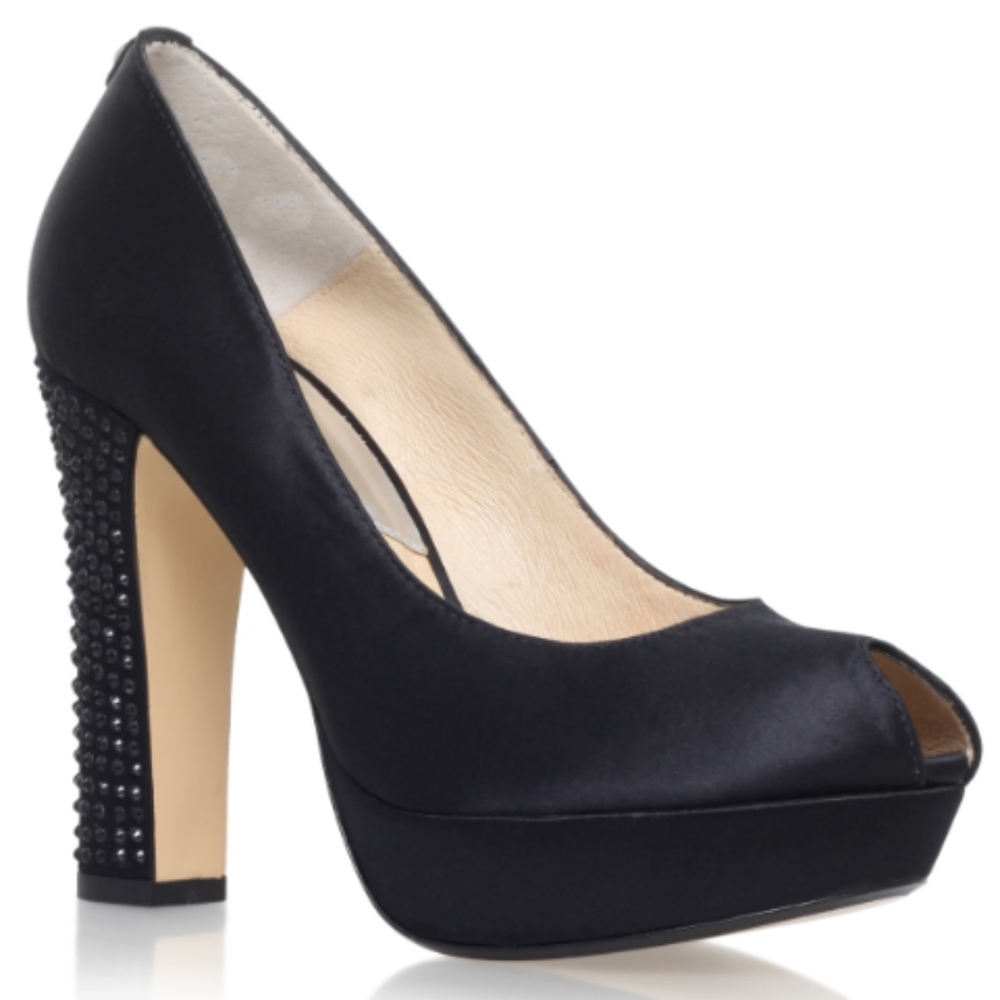 Michael Kors satin pumps with black crystal heels
